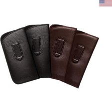 Stylish 4-Pack Eyeglasses Cases - Clip-On, Faux Leather Pouches for Men Women