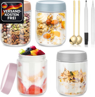 Meal Prep GläSer 4Er Set Mit Deckel FüR Overnight Oats, Marmelade, Joghurt