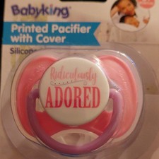 Baby King Printed Pacifier BPA-Free Silicone Nipple Pink Purple White