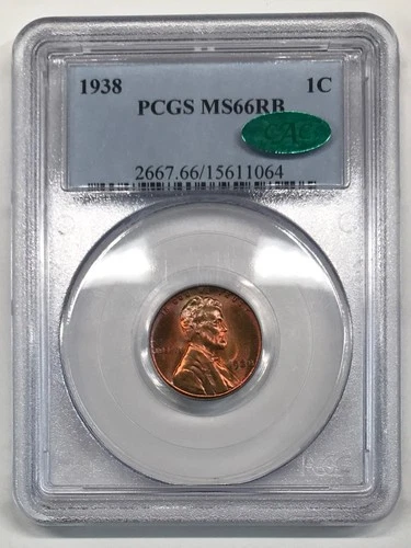 1938-P Lincoln Wheat Cent PCGS MS66 RB CAC - *nice attractive color/tone*