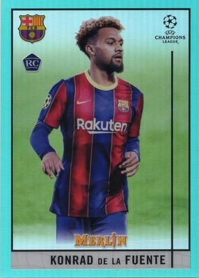 Topps Merlin Chrome No. 30 Konrad De La Fuente Rookie RC Aqua Refractor /199