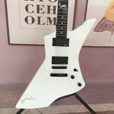 White Snakebyte Electric Guitar HH Pickups Black Hardware Rosewood Fretboard