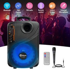 2000W 8'' Portable FM Bluetooth Speaker Subwoofer Heavy Bass Sound System Party