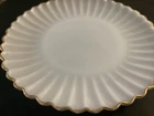 Large Vintage Round Scalloped Edge Milk Glass Platter w/Gold Trim
