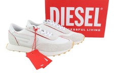 DIESEL Men Sneakers S-Racer LC EU45 Light White Leather Laced Logo Trainers DDP