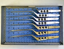 Set of 7 Aesculap Yasargil Tissue Grasping/Tumor Micro Form Forceps & Tray Neuro
