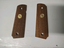 Vintage Colt 1911 Factory Wood Grips Gold Medallion Series 70 Full Size Genuine