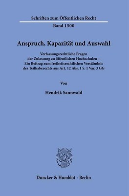 Anspruch, Kapazität und Auswahl. Hendrik Sannwald