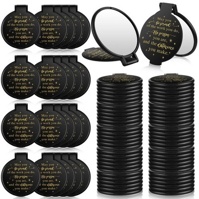 100 Pcs Mini Compact Mirrors Bulk Gift for Women 2.8 Inch Inspirational Black...