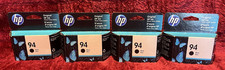 Lot of 4 Genuine HP 94 Black Ink Cartridge C8765WN All September 2022