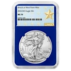 2022 (W) $1 American Silver Eagle NGC MS70 West Point Star Label Blue Core