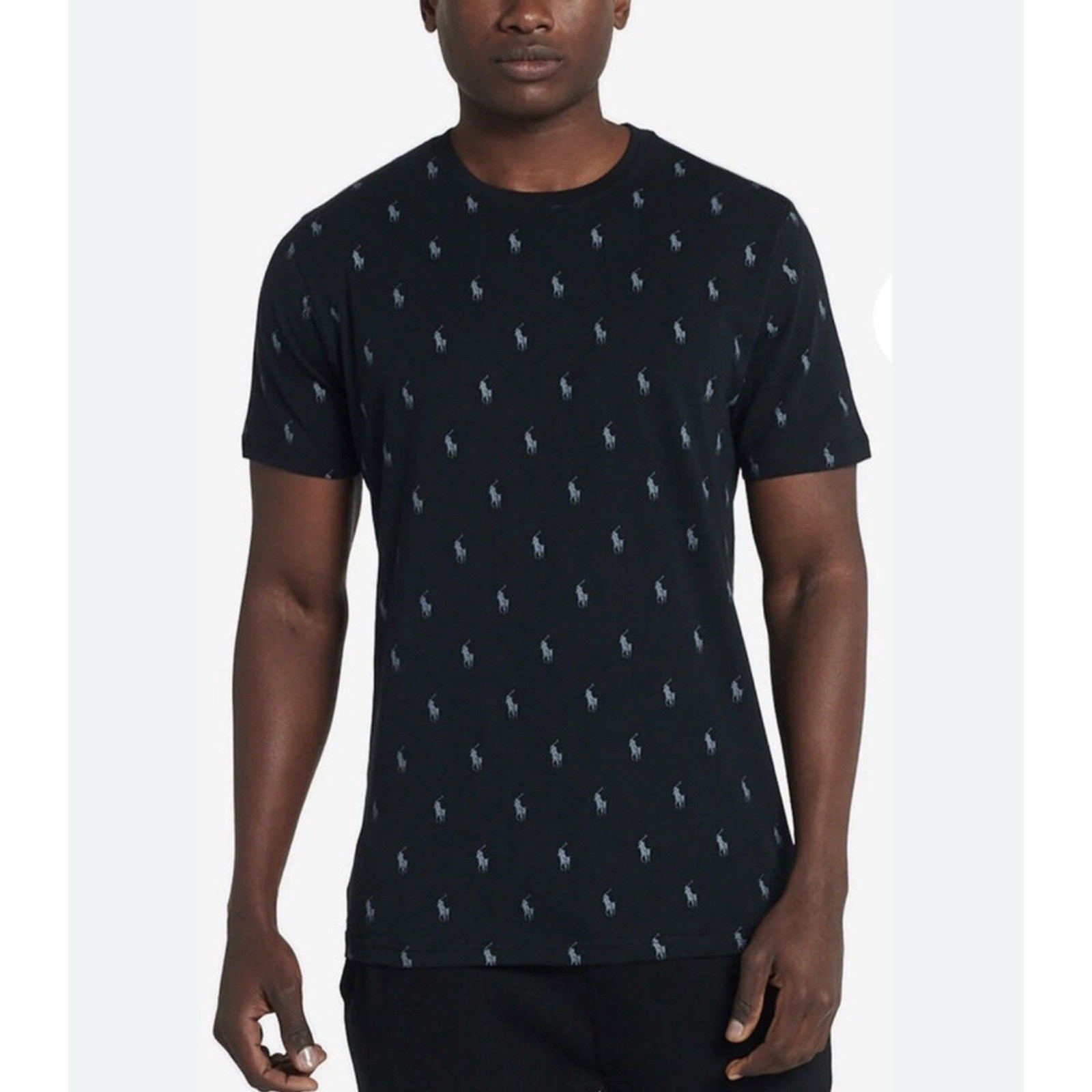 Polo Ralph Lauren uomo vestibilità classica girocollo nera all over logo pony taglia large