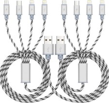 10ft Multi Charging Cable, 2Pack 4 in 1 Long Multiple Grey