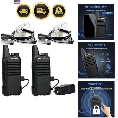 RT22 Walkie Talkies, Mini 2 Way Radio Rechargeable, VOX Handsfree, Portable, ...