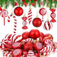 36 Pcs Christmas Candy Ornament Christmas Tree Decoration Hanging Glitter Can...