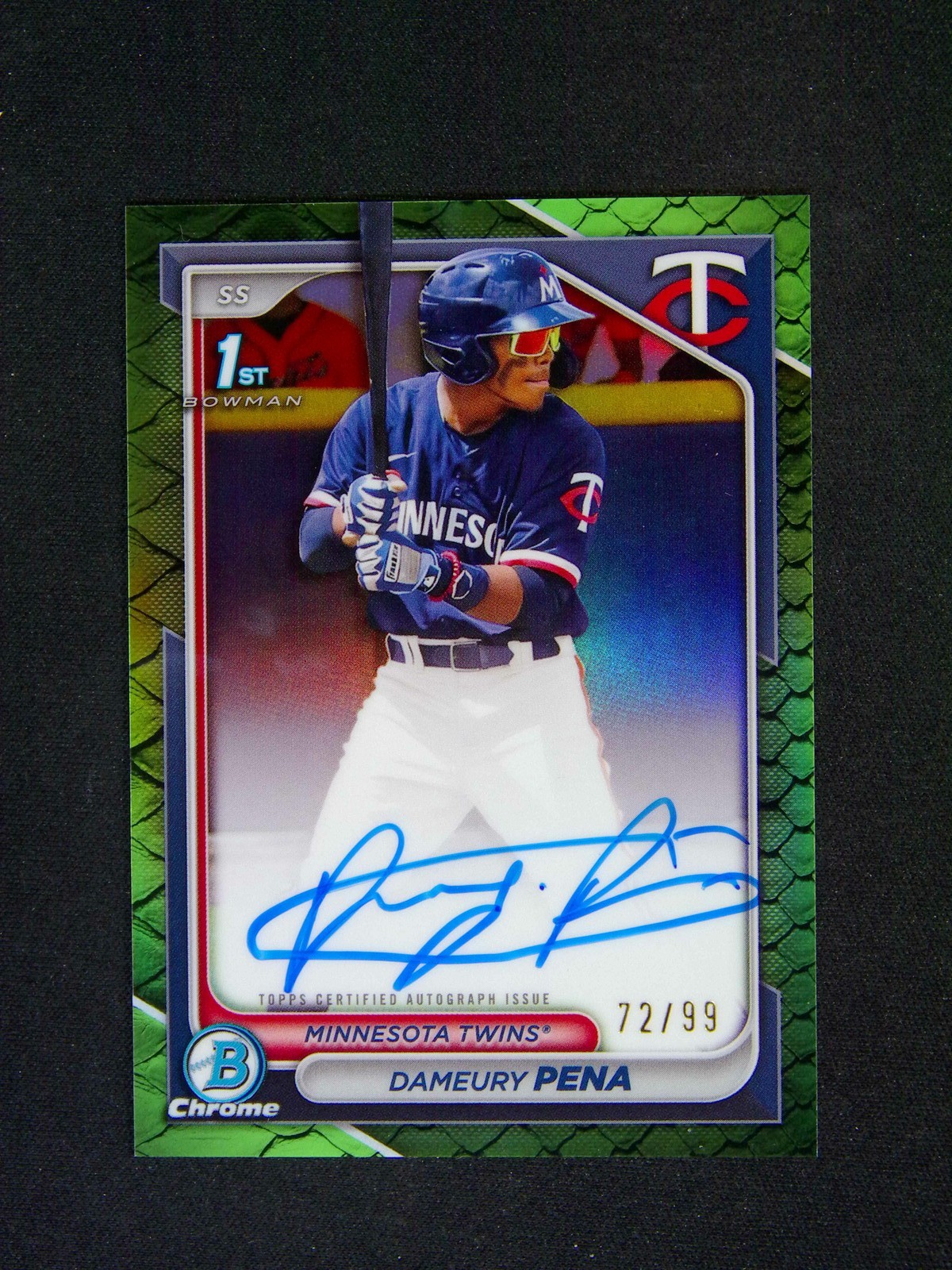 2024 Bowman Chrome 1st Dameury Pena /99 Reptilian Green Refractor Auto RC