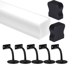 White Primed HR Profile Handrail Kit with Black Brackets & End Caps