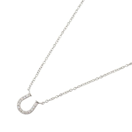 TIFFANY&Co. Necklace Pendant Horseshoe Diamond 750 K18 WG White Gold authentic - Picture 2 of 5