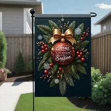 "Jesus Is the Reason" Christmas Garden Flag Polyester Yard Banner Decoration
