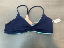 NEW  blue  strappy L SPACE swimsuit bikini top size medium