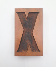 Antique Letterpress Wood Type Letter X Wooden Printing Block