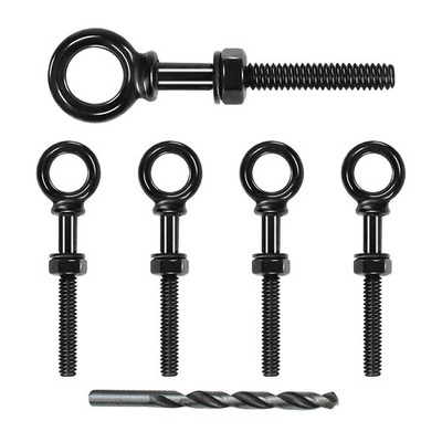 Muzata 5 Pack 1/4'' x 3'' Black Eye Bolts with Nuts T316 Stainless Steel Eye Bo...