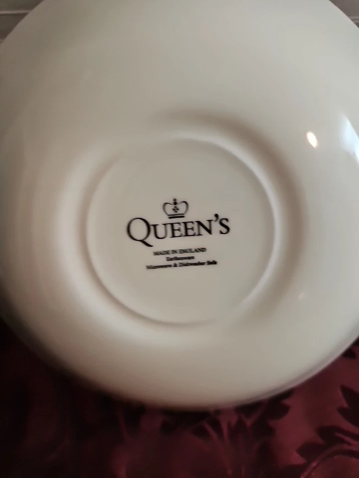 Queen's China Black Orchid 9" Round Serving Bowl Floral Earthenware ENGLAND - Image 4 of 4