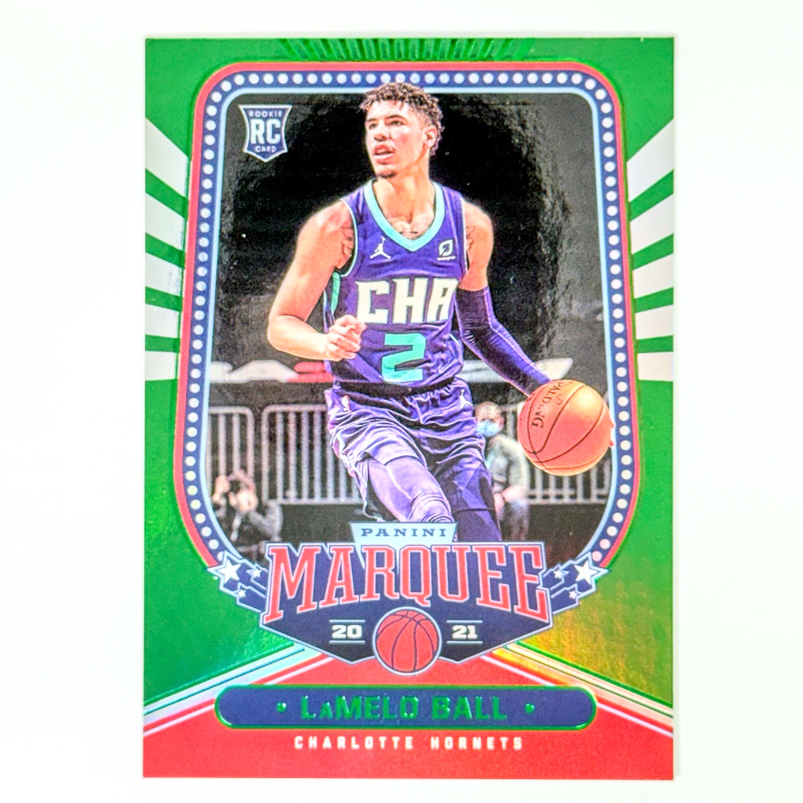 LaMelo Ball (RC) 2020-21 Panini Chronicles Marquee Green Holo #266 Hornets