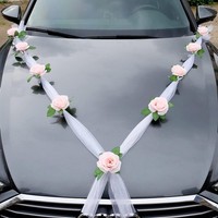 Autoschmuck Hochzeit Deko Blumenschmuck Girlande Champagner-Rosa FüR Brautpaar