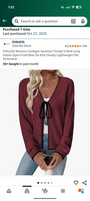 EVALESS Womens Cardigan Sweaters Trendy V Neck Long Sleeve Open Front Bow Tie