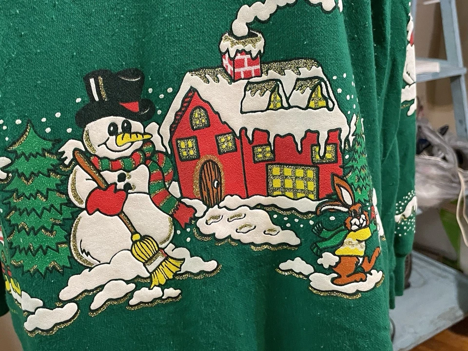 Suéter Feo Navidad Cascanueces Años 90 De Colección S Dibujos Animados Escarchado Abuela Delantero y Trasero Foto 4 de 4