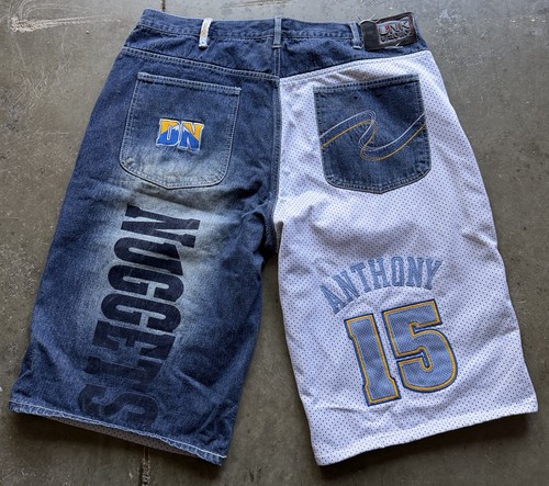 Vintage UNK Denim NBA Denver Nuggets shorts Carmelo Anthony's #15 Size 38