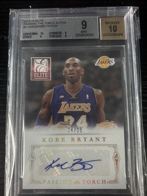 2013-2014 Panini Elite Kobe Bryant James Harden Jersey Match /25 BGS 9 Auto 10