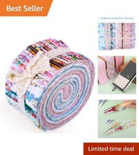 Vibrant 40-Piece Jelly Roll Fabric Bundle - Ideal for DIY Projects  Quilts