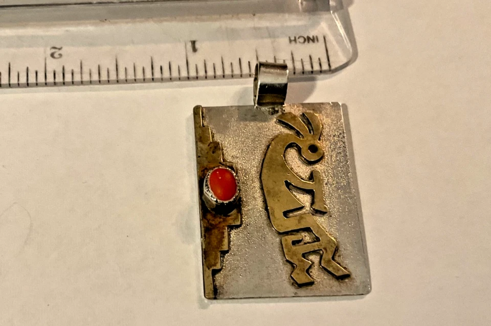 Thomas (Navajo Silversmith) Sterling Silver & 1/20 12k GF Kokopelli Pendant - Image 4 of 4