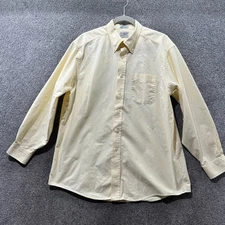 LL Bean Button Up Shirt Men 16 1/2-33 Yellow Long Sleeve Cotton Singal Needle