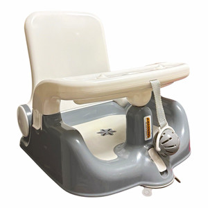White & Gray Baby Booster Chair Seat w/ Removable Tray and Jingle Ball