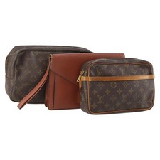 LOUIS VUITTON Monogram Epi Clutch Bag 3 Set Brown LV Auth bs34457