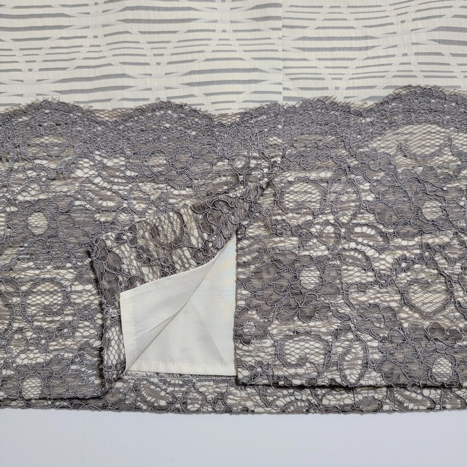 OFF WHITE LOFT OUTLET abito tubino orlo pizzo donna Petite 14P bianco sporco grigio senza maniche