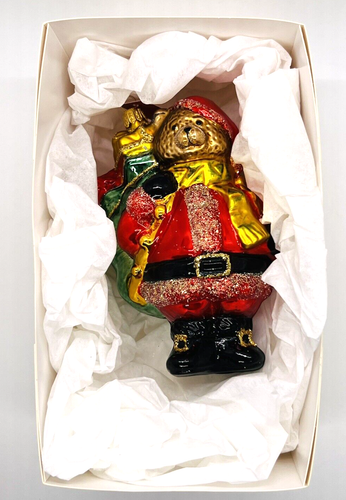 Seltener Weihnachtsbär Weihnachtsschmuck Glaswaren Kunst Studio handgefertigt mit Aufbewahrungsbox - Bild 23 von 23