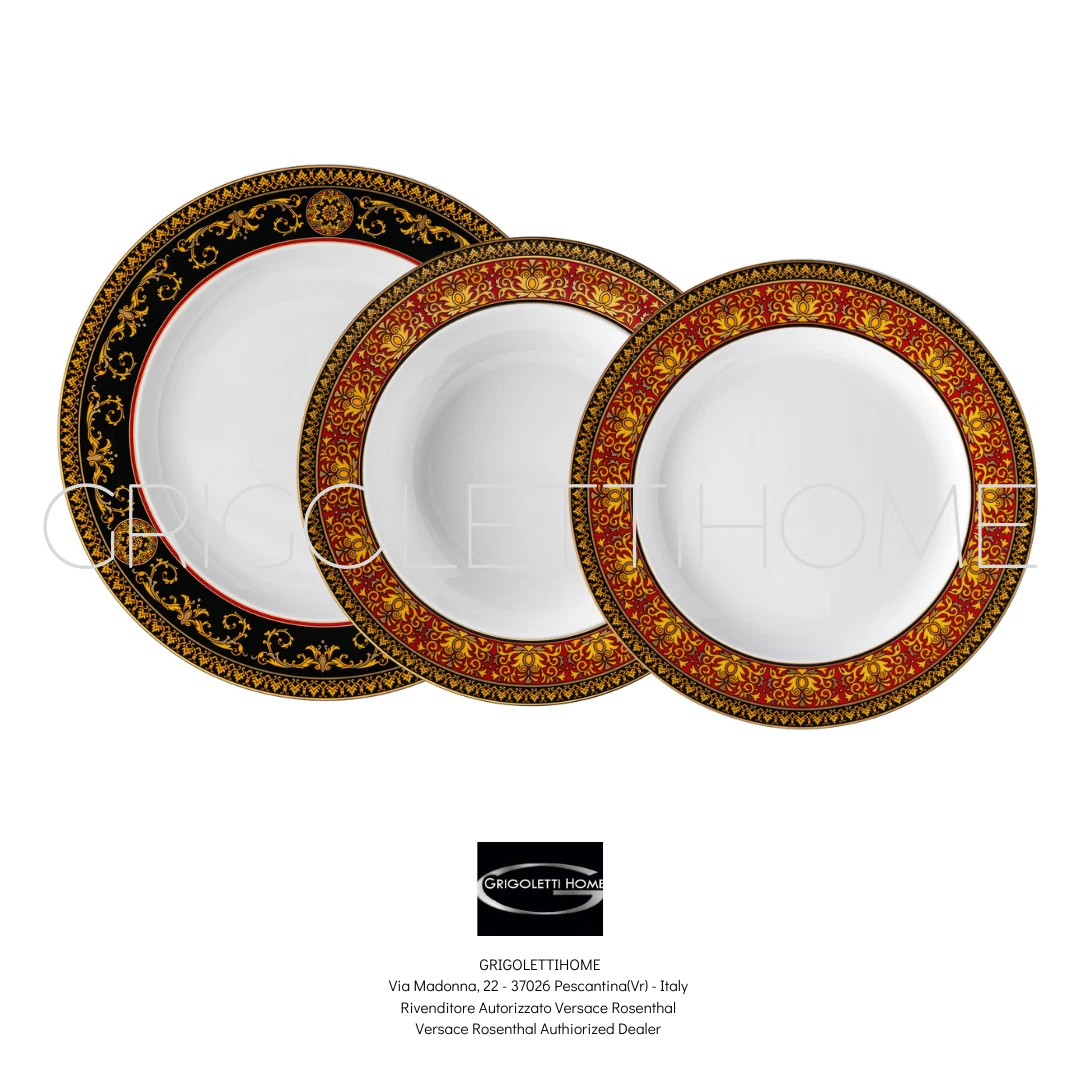 Versace Rosenthal Medusa Red Set Dishes 3 Pieces Place Table