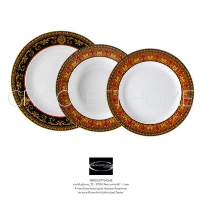 Versace Rosenthal - Rote Medusa - Tellerset 3-teilig - Tischplatte