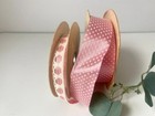 Choice 1 VTG Roll Pink Ribbon Lace Eyelet Flocked Polka Dot Spool Paper Acetate