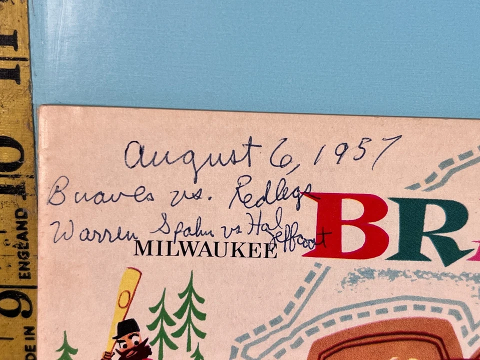 6 Aug 1957 Milwaukee Braves Baseball Program v Reds: Spahn Win, F. Robinson HR - Image 2 of 4