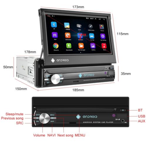 Android 13 Autoradio Mit 7" Bildschirm GPS Navi 1 DIN DAB+ Bluetooth USB AUX FM - Bild 14 von 18