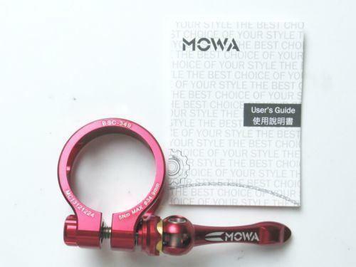 MOWA SEAT POST QR CLAMP 34.9mm Road MTB Bike Red free shipping - Afbeelding 3 van 4