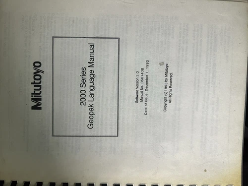 Mitutoyo CMM GEOPAK 2000 Version 3.0 Language Manual, Operation Manual + More