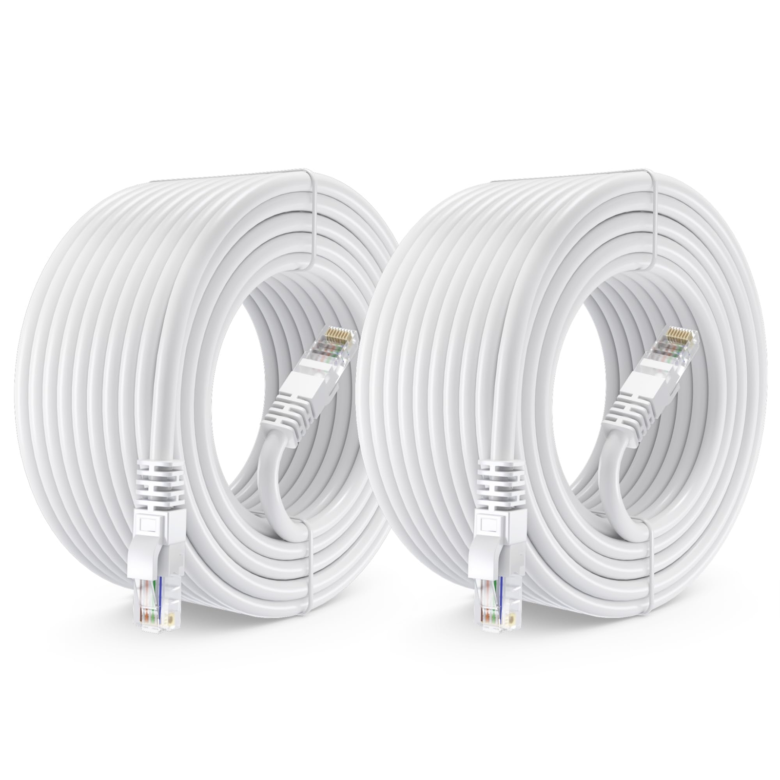50ft Cat6 Ethernet Cable 2-Pack - High-Speed 10Gbps LAN Network Cable 550MHz White-image