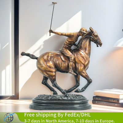Hot Casting Bronze Polo Player Horse Jockey Sculpture For Home Hotel Decor Craft