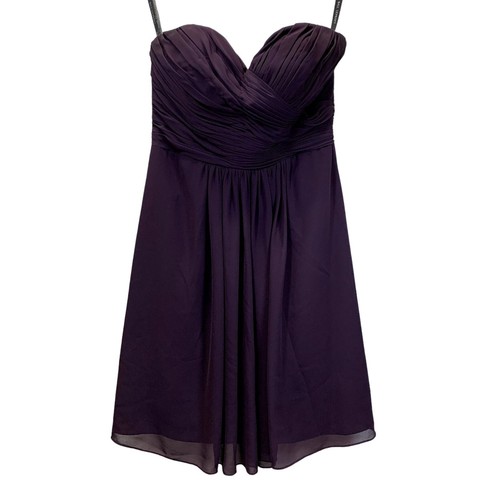 Bill Levkoff Strapless Dress Women 10 Plum Purple Chiffon Bridesmaid Prom Formal - 第 1/13 張圖片